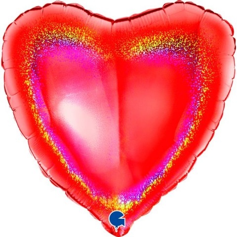 G Сердце Красное голография / Heart Red Glitter Holographic